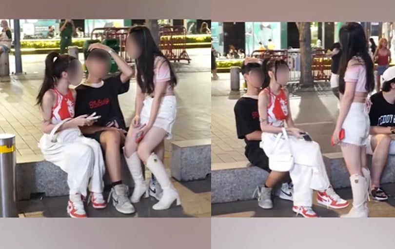 Nhiều hotgirl thiếu vải liều mình ngồi lên đùi bạn trai người khác trên phố đi bộ: Chuyện gì đây? - Hình 2