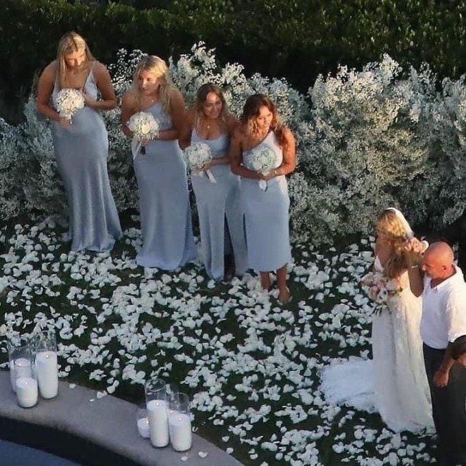 Miley Cyrus worked as a bridesmaid at her mother's wedding and the