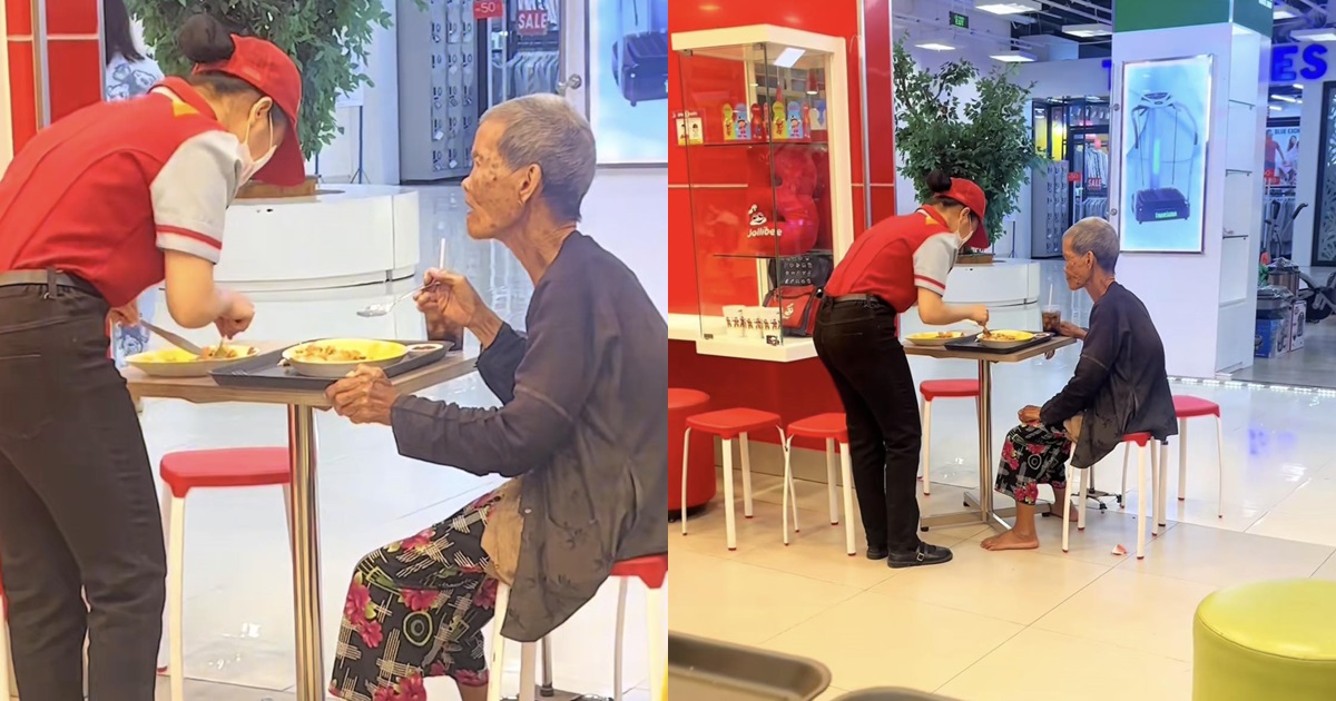 Ấm lòng trước hành động của nhân viên quán với cụ bà bán vé số, clip hút hơn 5 triệu lượt theo dõi - Hình 6