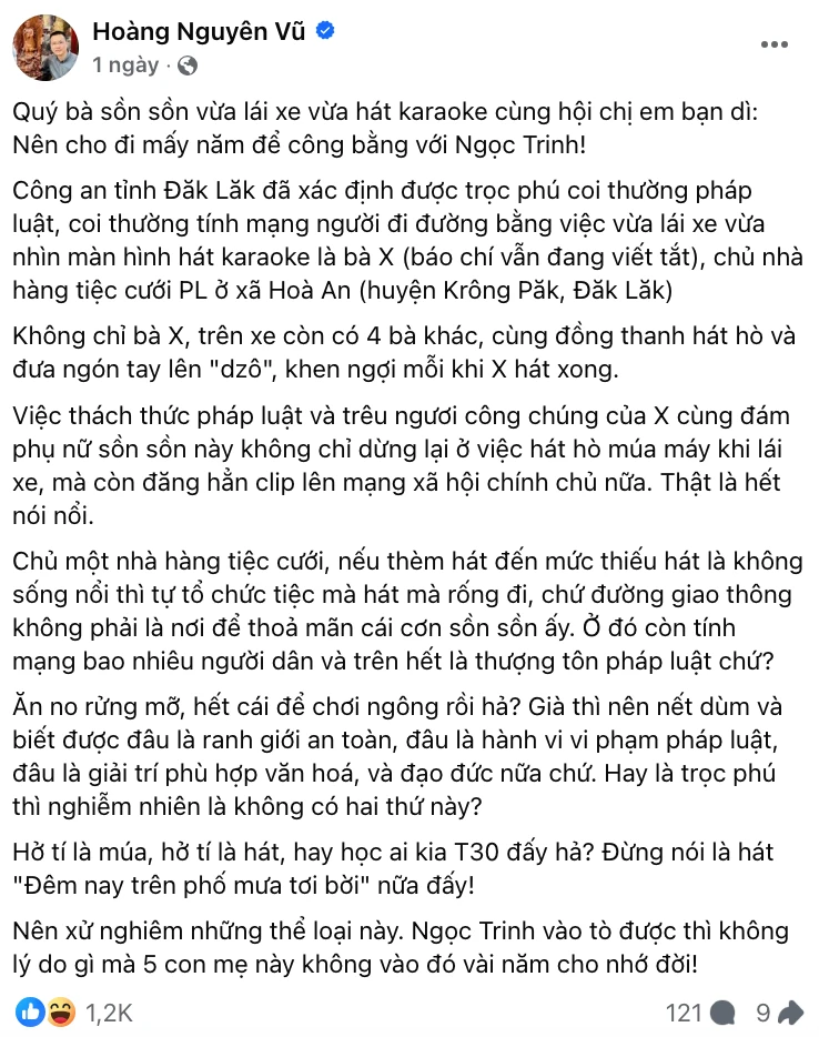 Hoàng Nguyên Vũ mắng bà Phương Hằng dạy hư phụ nữ, réo người lái xe vừa karaoke - Hình 4