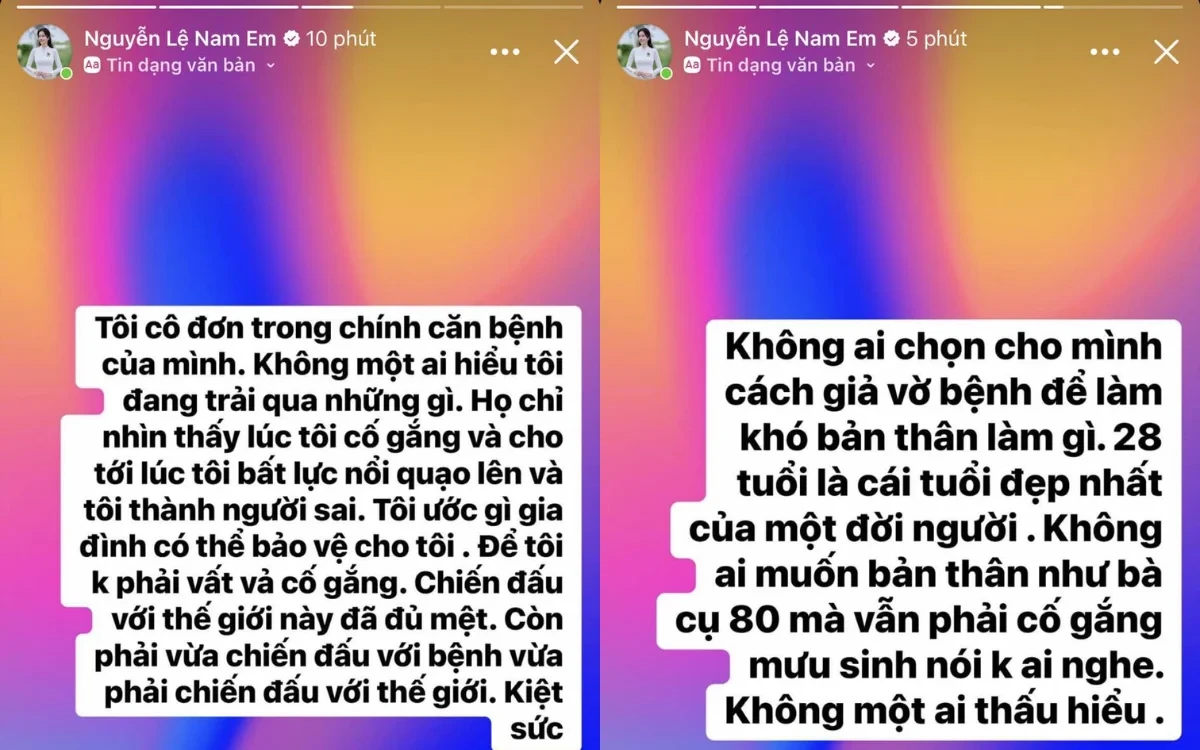 Nam Em mắc 3 bệnh nhạy cảm, đăng status réo gia đình, tiết lộ 1 điều khổ tâm? - Hình 1
