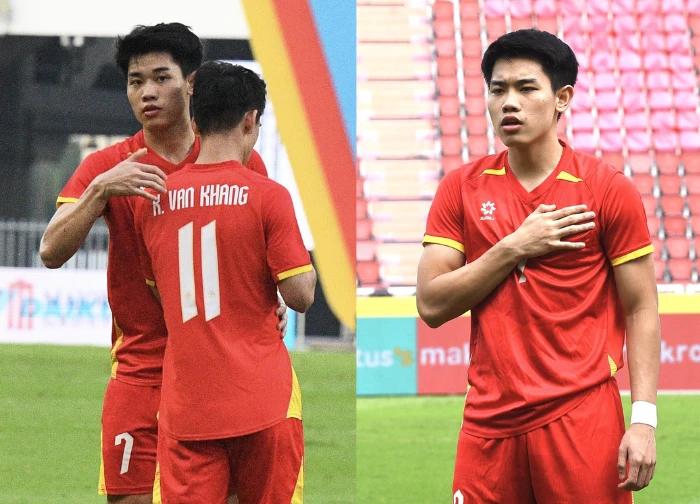 Dinh Bac, the hot boy of Vietnams U22 team, caused Malaysias defeat and received praise from coach Kim Sang-sik. - Photo 1