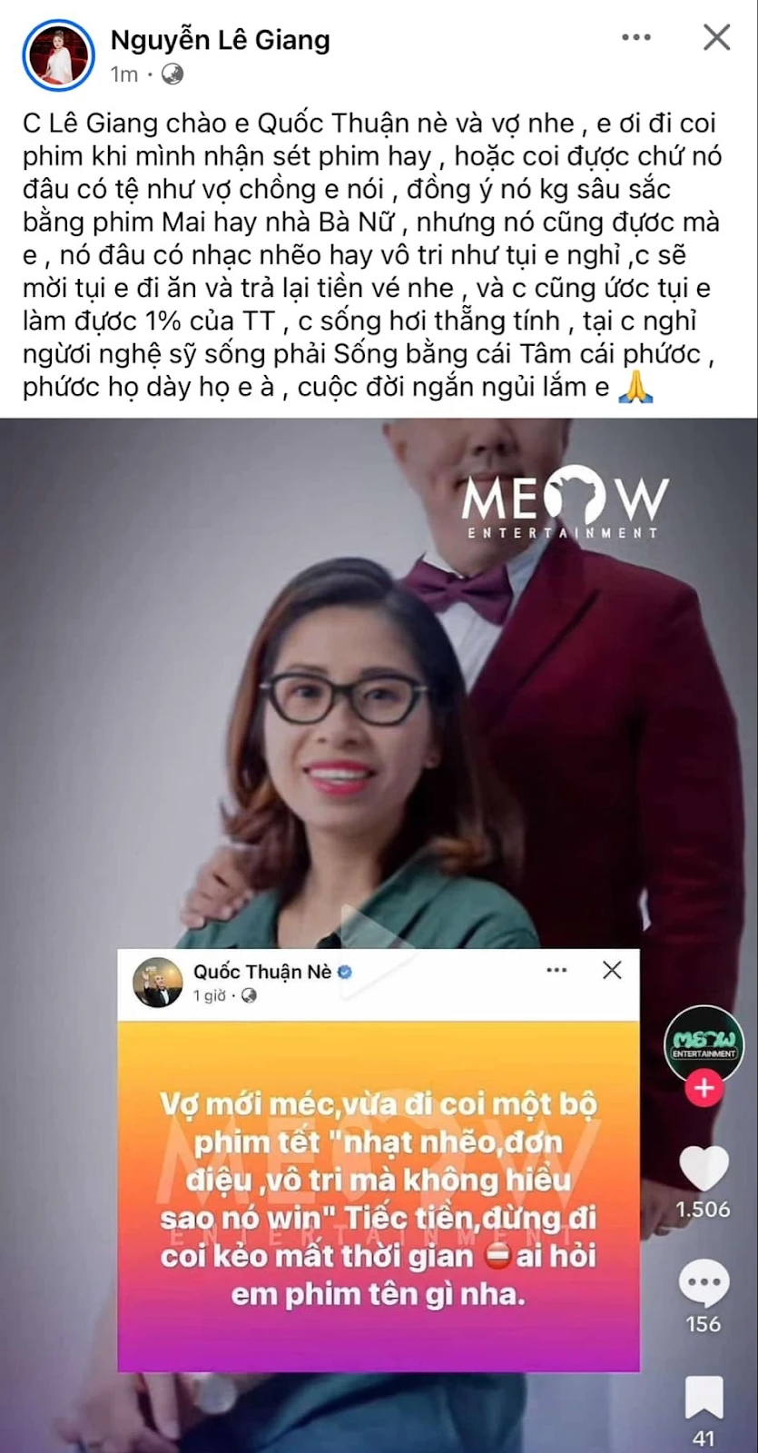 Vụ tranh cãi phim Trấn Thành: Hoàng Nguyên Vũ viết sớ dài, mắng phủ đầu Lê Giang - Hình 2