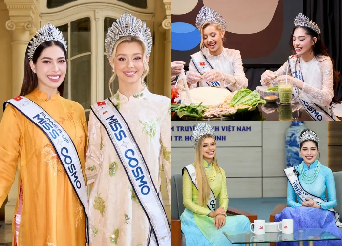 Top 2 Miss Cosmo 2025 learn Vietnamese, skip Tet family reunion to surprise fans - Photo 1